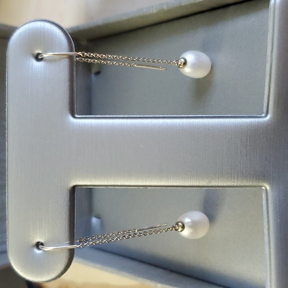 Sterling Silver 925 Pearl Threader Earrings - Picture 5 of 7